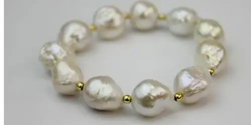 

charming 14-15mm south sea baroque white pearl bracelet 7.5-8inch