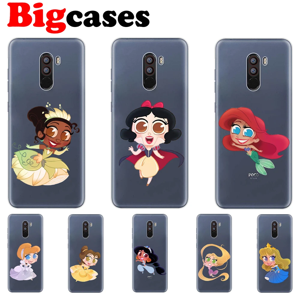 For Xiaomi Pocophone F1 Case Cover 6.18&quot Soft TPU Silicone Poco Fundas Luxury Cute Cartoon Princess Phone Shell |
