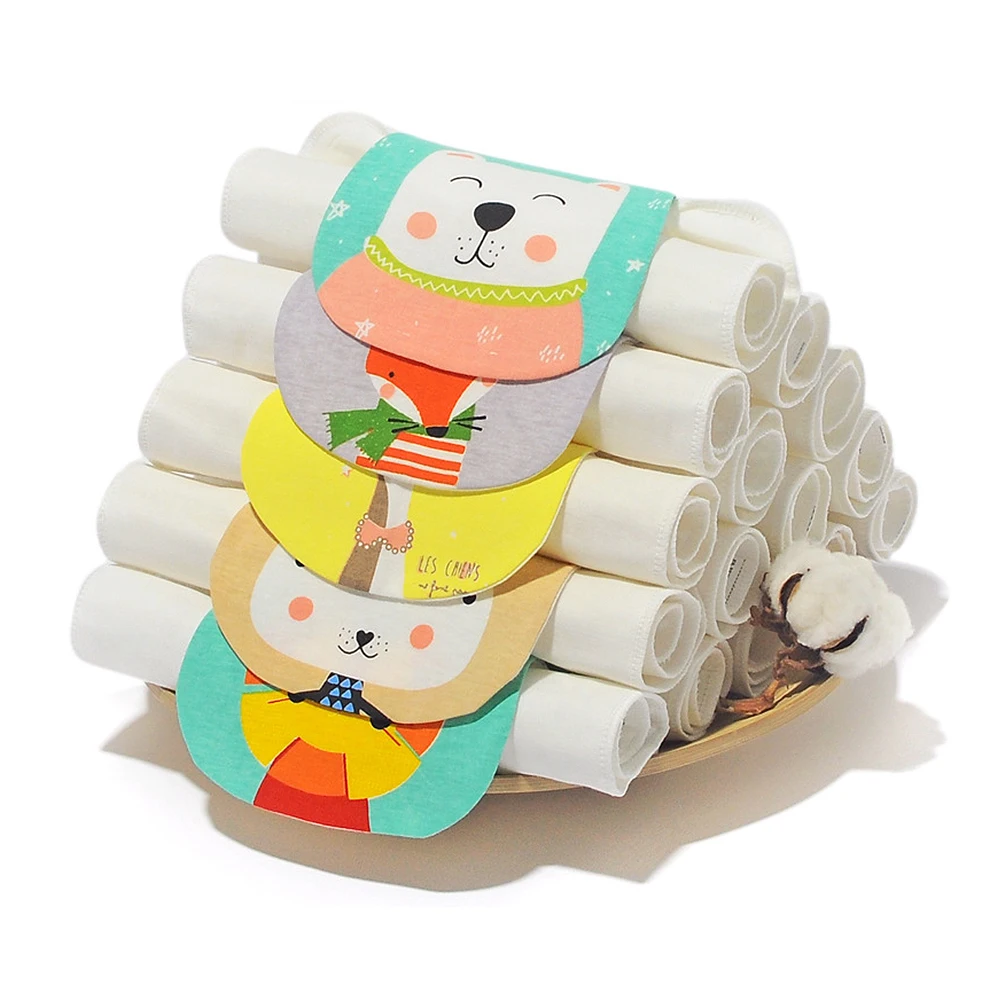 

New Soft Baby Sweat Towels Infant Back Dry Wipe Cotton Gauze Cloth Cartoon Pattern Back Pad Towel Absorbent Towels