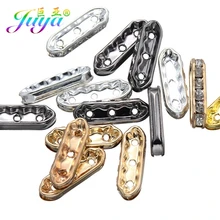 50 adet toptan üç delik Cz Rhinestones eşkenar dörtgen şekli altın/silah siyah Charm Spacer Metal boncuk boncuklu takı yapma