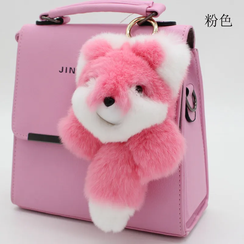 Real Genuine Rex rabbit Fur pompom fox Keychain women Bag Car Charm Animal Pendant Cute Mini Small pompon Keychains | Украшения и