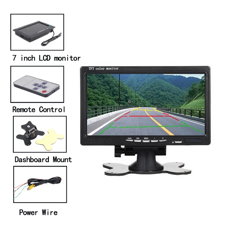 XIAOMI 7 дюймов TFT ЖК-монитор автомобиля экран OSD дисплей безопасности заднего вида автомобиля видеоплееры+ пульт дистанционного управления держатель для авто парковки