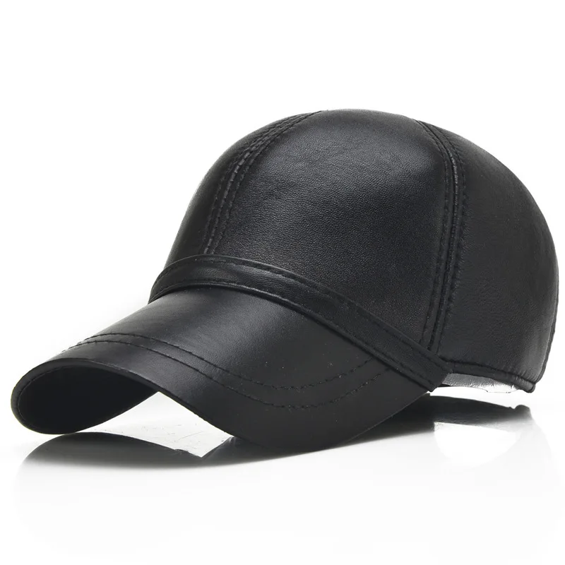 mens leather baseball hats top grade genuine font caps black cap hat mens leather baseball hats top grade genuine font caps black cap hat