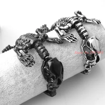 

Skeleton Skull Bicycle Link Chains Biker Bracelet Men 316L Stainless Steel Bracelet Bangles Male Bracelet Punk Rock