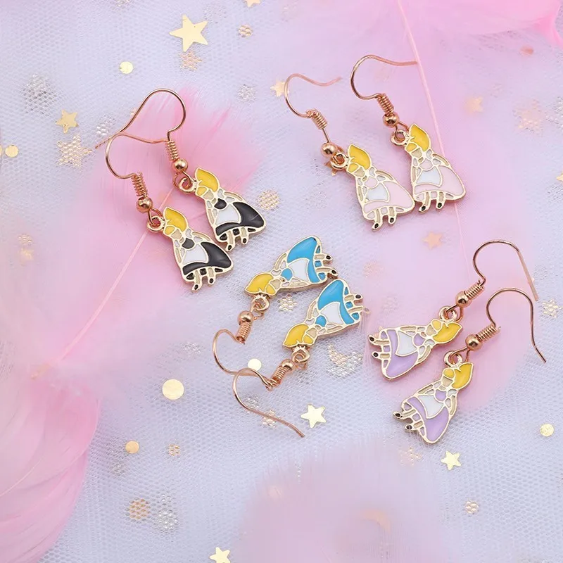 DIY серьги для женщин милые аниме девочек модные кавайные коробки Алиса в стране