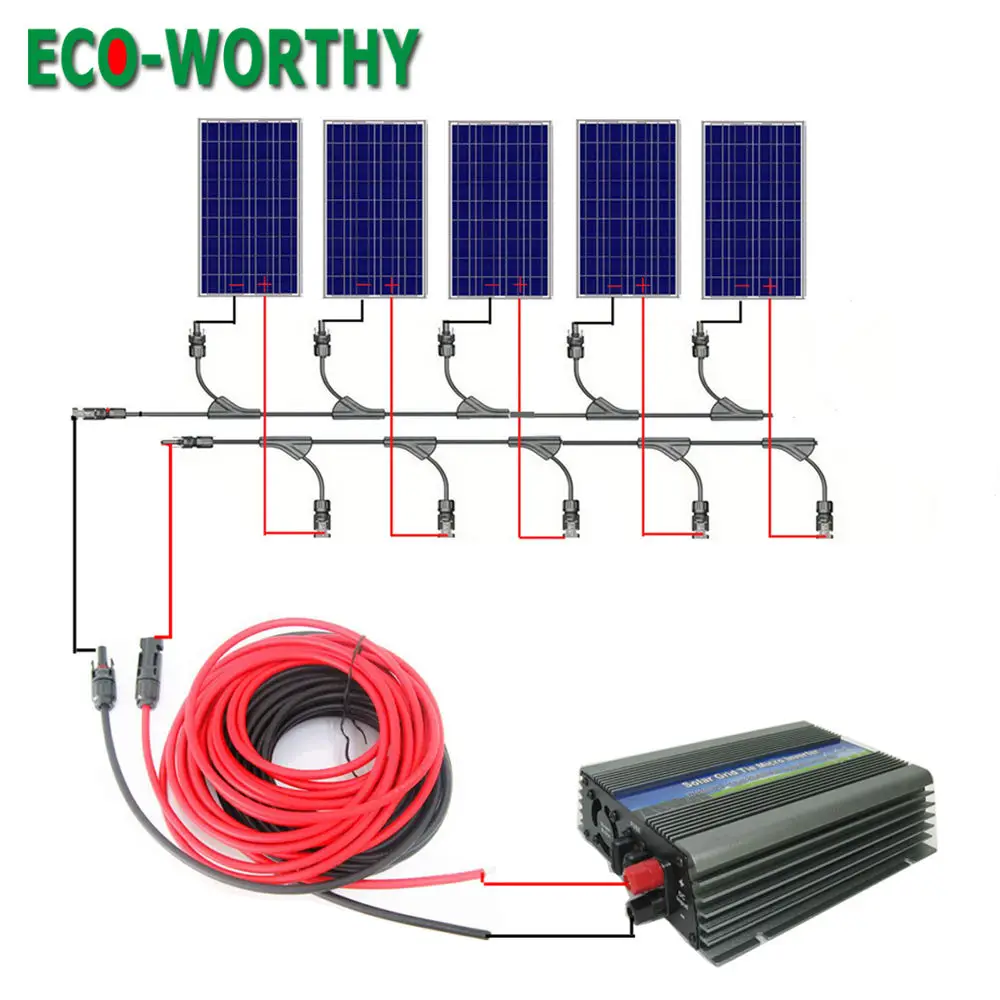 

500watt Solar Panel System 5*100W Poly Solar Module & 500W Grid Tie Inverter for Home RV Boat