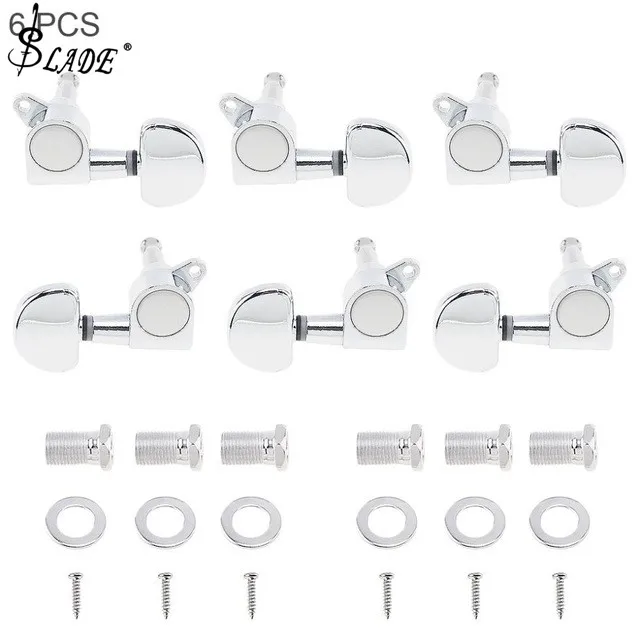 

SLADE 6pcs Silver Guitar String Tuning Pegs Tuner 3R+3L Semicircle All Closed Machine Head for 40 / 41 Inch Acoustic Folk Guitar