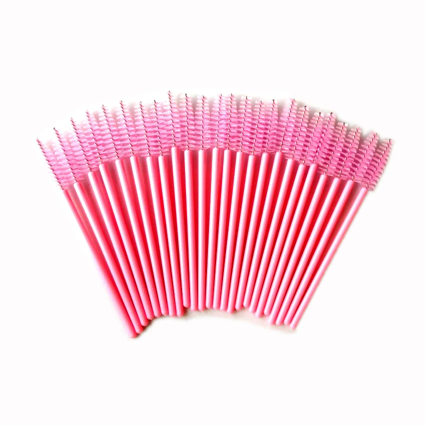 

New 500 Pcs/Set Full Pink Disposable Eyelash Brush Mascara Wands Applicator Spoolers Eye Lashes Beauty Tools