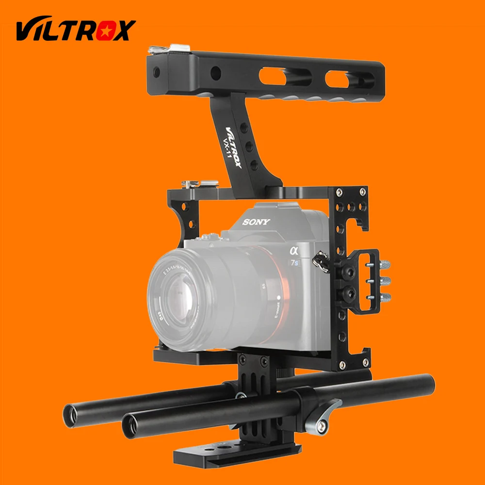 bilder für Viltrox 15mm Rod Rig DSLR Kamera Video Käfig Kit Stabilisator + Top Griff Grip für Sony A7 II A7R A7S A6300 A6500 Panasonic GH4 GH3 bilder für Viltrox 15mm Rod Rig DSLR Kamera Video Käfig Kit Stabilisator + Top Griff Grip für Sony A7 II A7R A7S A6300 A6500 Panasonic GH4 GH3