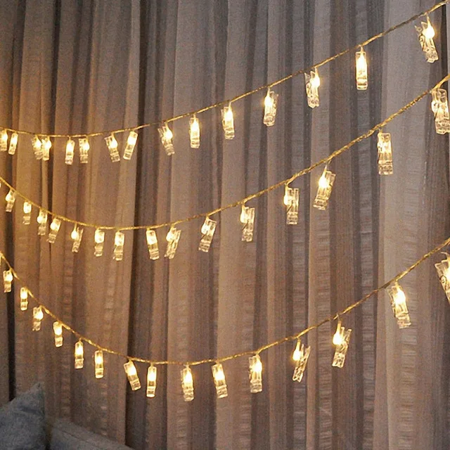 1-5 м гирлянда светодиодный гирлянда Eid Mubarak лампа Звездная батарейка карта фото клип Luminaria фестиваль Рождество свадебное украшение - Цвет: warm white