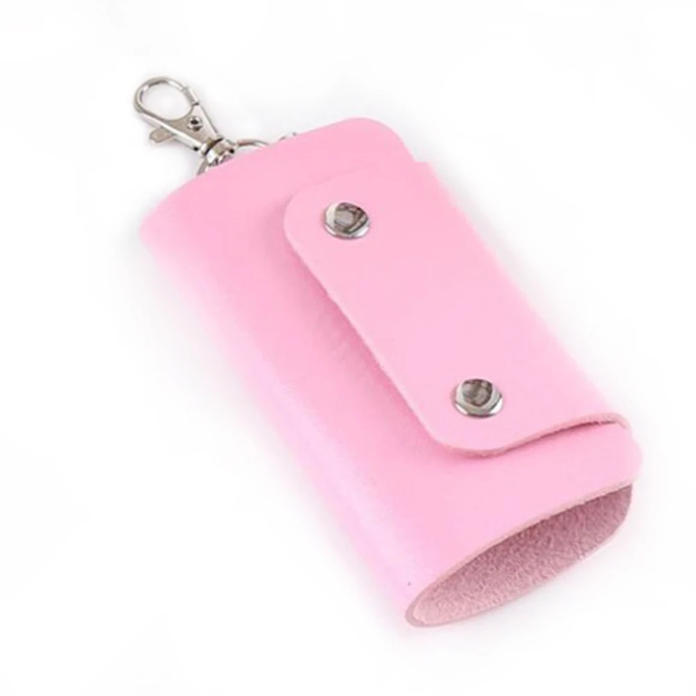 Кожаный Органайзер для ключей чехол держатель для ключей Магнитная кнопка сумка Подарочный держатель для ключей Органайзер Кошелек для смарт-ключа брелок карман - Цвет: Розовый