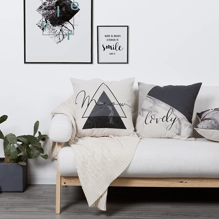 Прямая поставка черный серый геометрический наволочка Подушка с изображением кактуса наволочка для домашнего декора декоративная подушка