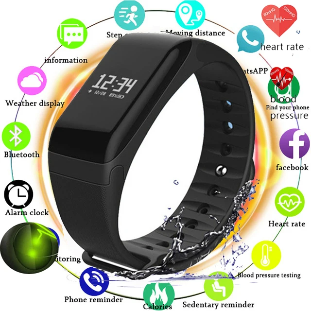 

Smartch F1 Smart Bracelets K1 Blood Pressure Monitor Fitness Bracelet Activity Tracker Smart Band Smartband Pedometer Wristband