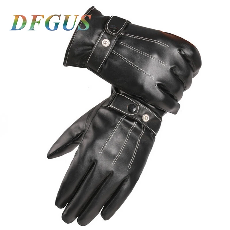 Мужские классические черные зимние кожаные перчатки для смартфона, перчатки с сенсорным экраном, мужские уличные спортивные военные зимние варежки