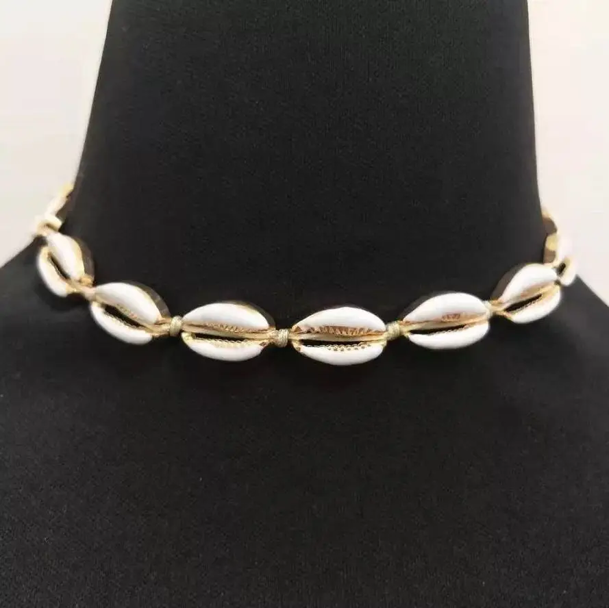 

2019 Hot Alloy Shell Drop Oil Bracelet Necklace Set Pure Hand Knot To Make Simple Temperament Female Gifts