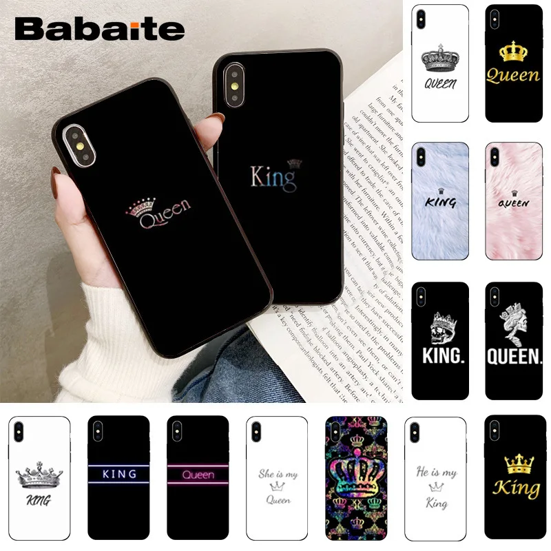 

Babaite Queen & King Couple Coque Shell Phone Case for Apple iPhone 8 7 6 6S Plus X XS MAX 5 5S SE XR 11 11pro 11promax