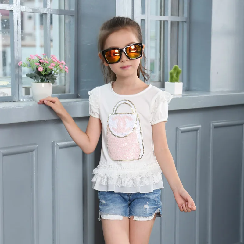 

Short Sleeve Children's Garment Wear New Pattern Children Show Solicitude Unlined Upper Garment Pure Cotton Round T-shirts Kids