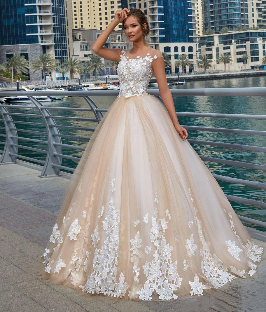 2018-wedding-dresses-sheer-neck-3d-flowers