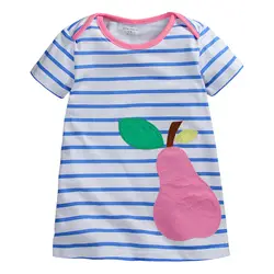 Летнее платье для маленьких девочек, детская хлопковая одежда, платье в полоску, стильная футболка с изображением персонажей видеоигр