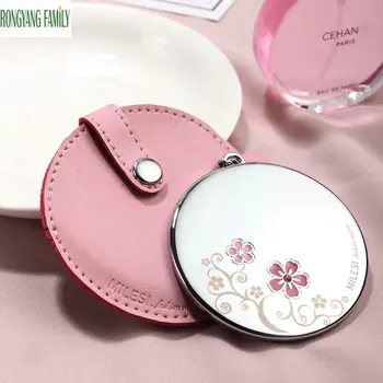 

Makeup Compact Pocket Mirror Butterfly Flower Metal Princess Women Mirror Portable PU Bag Cosmetic Beauty Tools Decor Mirrors
