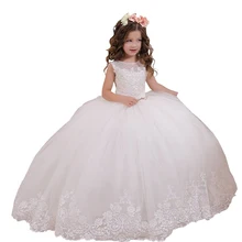White First Holy Communion Dress Holiday Wedding Party Vestido de Daminha Kids Ball Gown Toddler Lace Flower Girl Dresses Ivory glizt bead white tulle first communion dresses for girls vestido daminha casamento luxury ball gown organza flower girl dresses