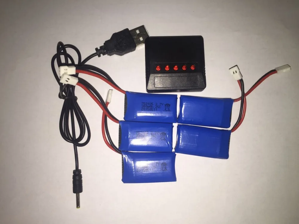 X5 зарядное устройство с 5 шт 3 7 V 240mAh 350mAh 380mAh 500mAh 600mah 650mah Lipo батарея для Hubsan X4 H107 H107L