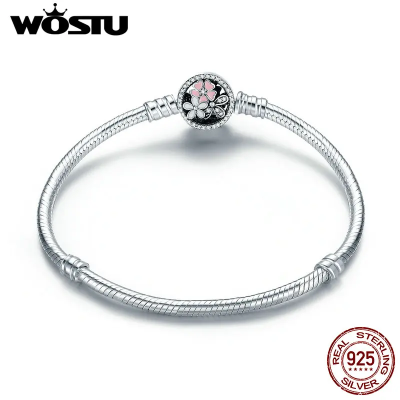 WOSTU 100 925 Sterling Silver Poetic Blooms Bracelet Bangles For Women Fit DIY Charms Beads Original