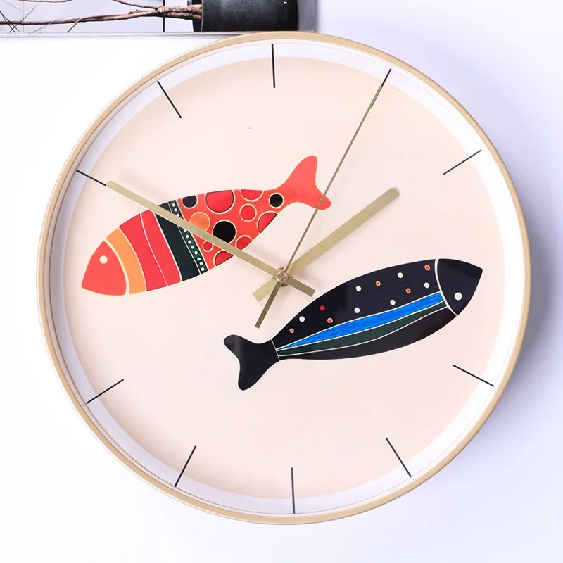 Brief Abstract Fish Shape Home Wall Clock Personality Art Mute Cartoon