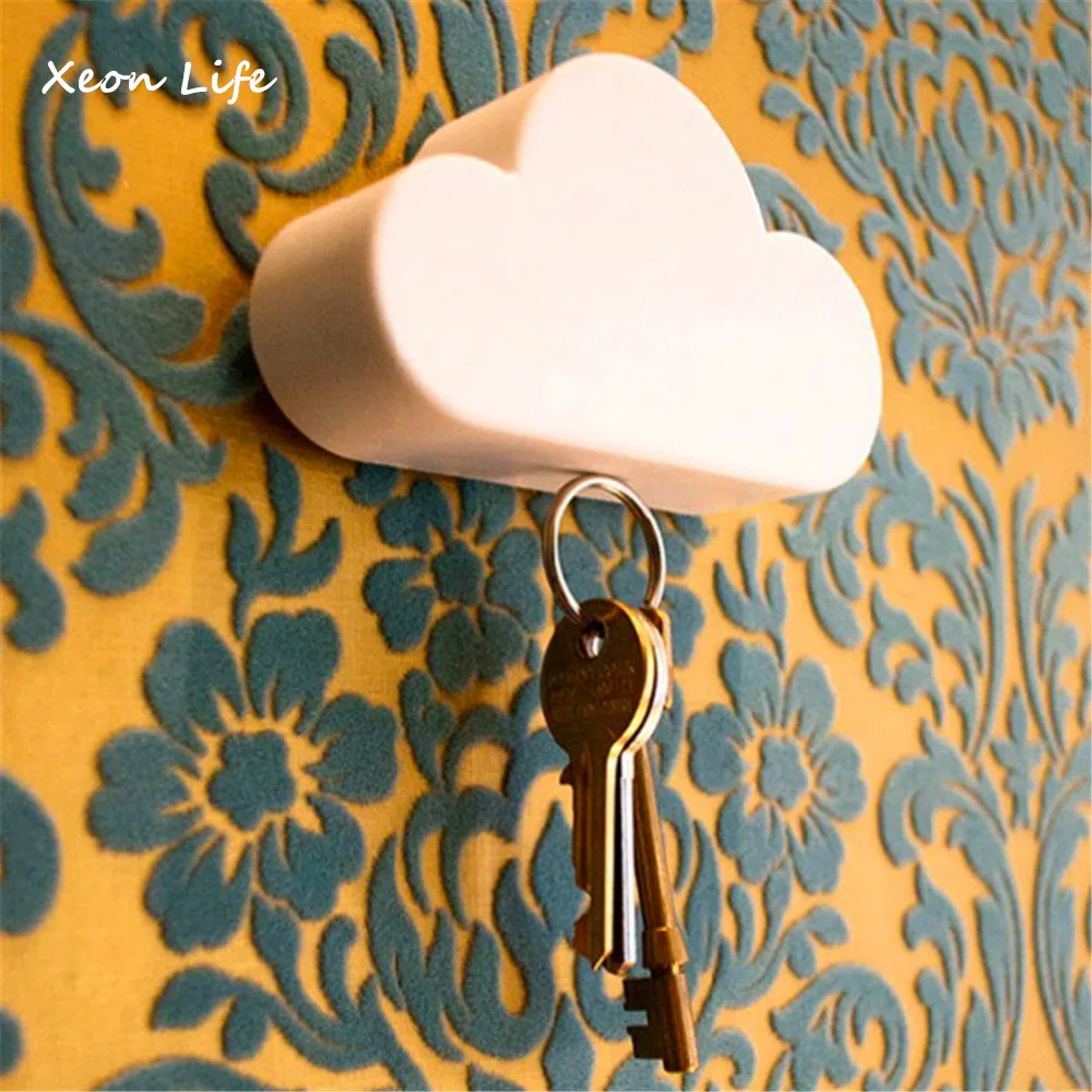 

Hot Selling New 1pc 10*5.8*3cm Creative Novelty Home Storage Holder White Cloud Shape Magnetic Magnets Key Holder