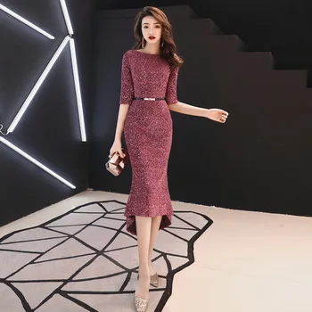 

Mermaid Chinese Half Sleeve Female Cheongsam Dress Vestidos Chinos Oriental Wedding Gowns Party Dresses Plus Size XS-3XL