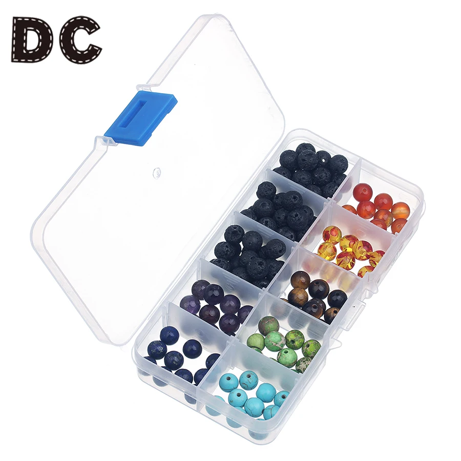 

DC Fashion 1 Box Mixed Color Chakra Beads 8mm Natural Stone Loose Spacer Charm Bead for Bracelet Necklace DIY Jewelry Making