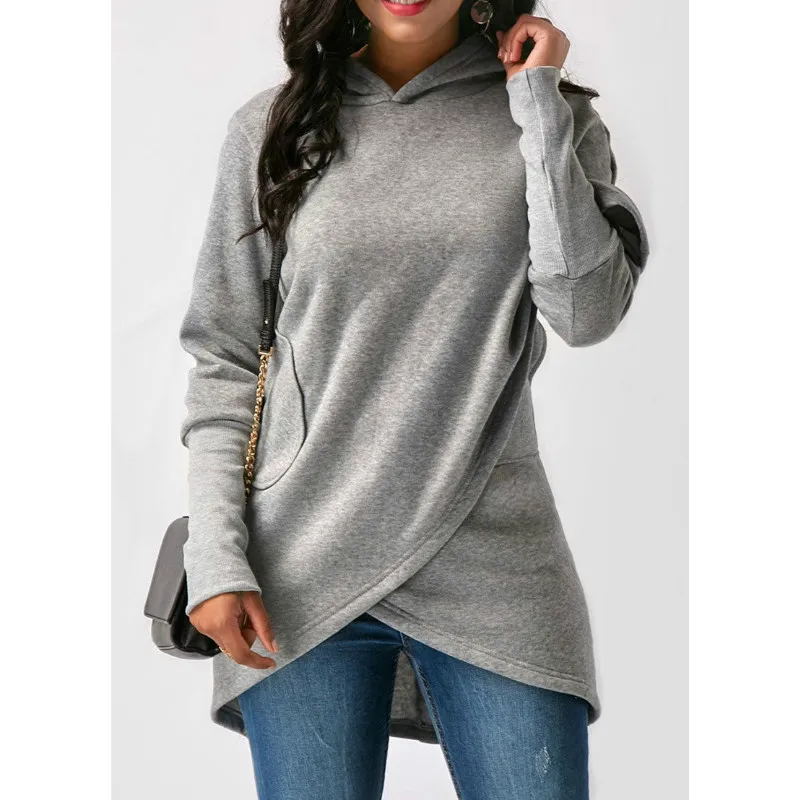

2018 Winter Asymmetrical Warm Hooded Oversized Hoodies Sweatshirt Women Casual Loose Long Sleeve Pullovers Female