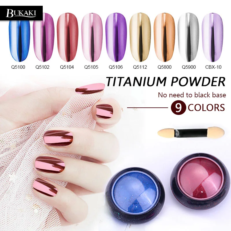 

BUKAKI 0.2g Titanium Powder Nail Art Glitter Rose Gold Silver Shine Mirror Effect UV Gel Holographic Dip Powder Chrome Dust