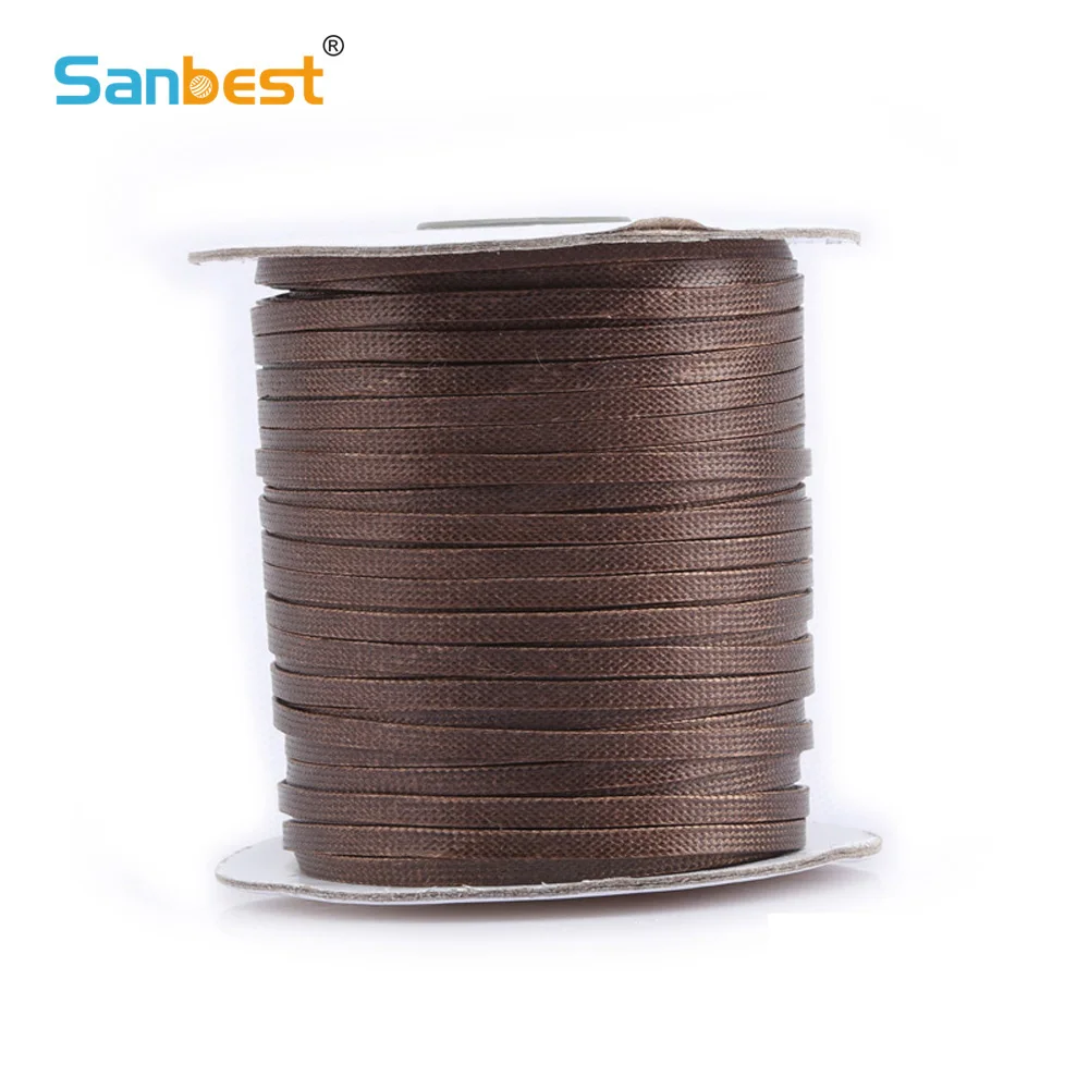 

Sanbest High Quality 4mm Durable Leather Flat Waxed Line DIY Handicraft Tool Stitching Thread 85 Meters TH00050