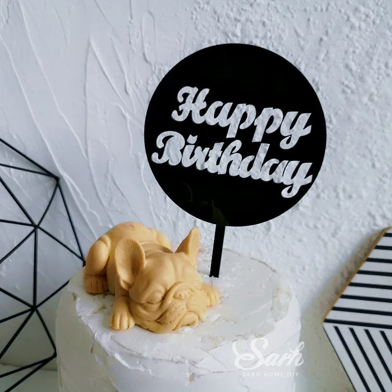 

Black Acrylic "Happy Birthday" Cake Topper for Party Decoration Dessert lovely Gifts