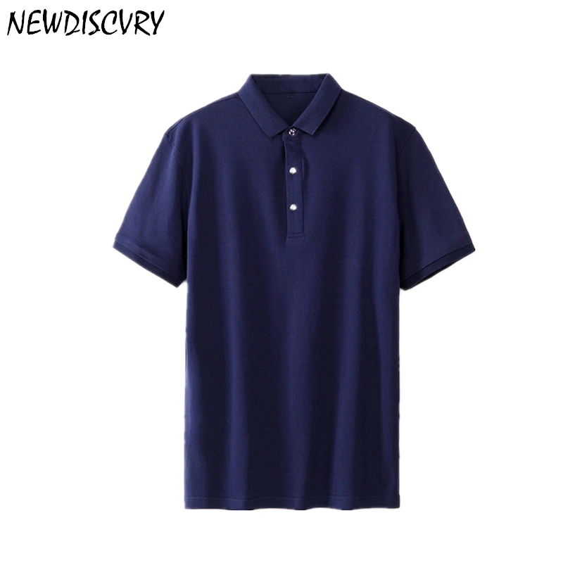 

NEWDISCVRY Top Grade Fashion Men Polo Shirt Solid Color Slim Fit Polo Men Short Sleeve Mercerized Cotton Casual Polo Shirt Mens