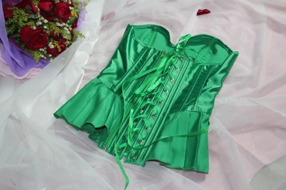 Винтажные однотонные Зеленые Корсеты и бюстье, Корректирующее белье, сексуальное белье, викторианские корсеты для женщин, облегающий корсет без бретелек