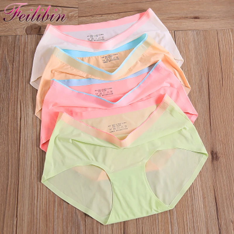 Feilibin 4Pcs/lot Summer Seamless Women Panties Nylon Ultra thin Sexy