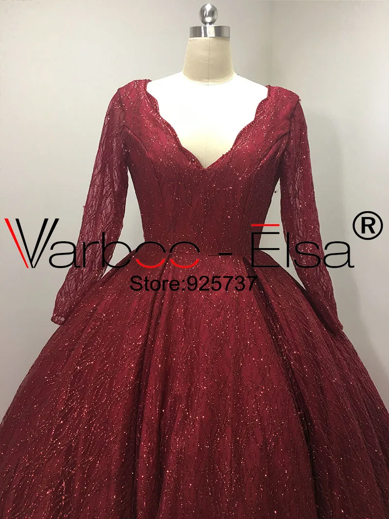 VARBOO_ELSA шикарные красные вечерние платья с блестками настоящая фотография Длинные вечерние платья с v-образным вырезом бальное платье вечернее платье на заказ