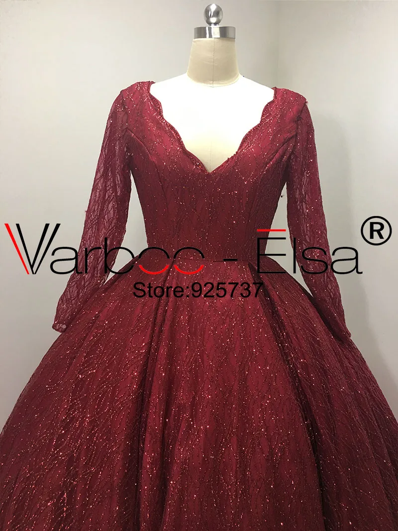 VARBOO_ELSA шикарные красные вечерние платья с блестками 2018 настоящие фото Длинные