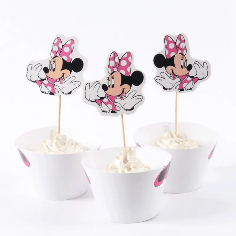 Cake Wrapper 24pcs 10 шт./лот подарок мешок Лут мешок Минни Мышь для дня рождения вечерние питания события вечерние украшения для вечеринки комплект мешок конфет - Цвет: Cake Wrapper 24pcs