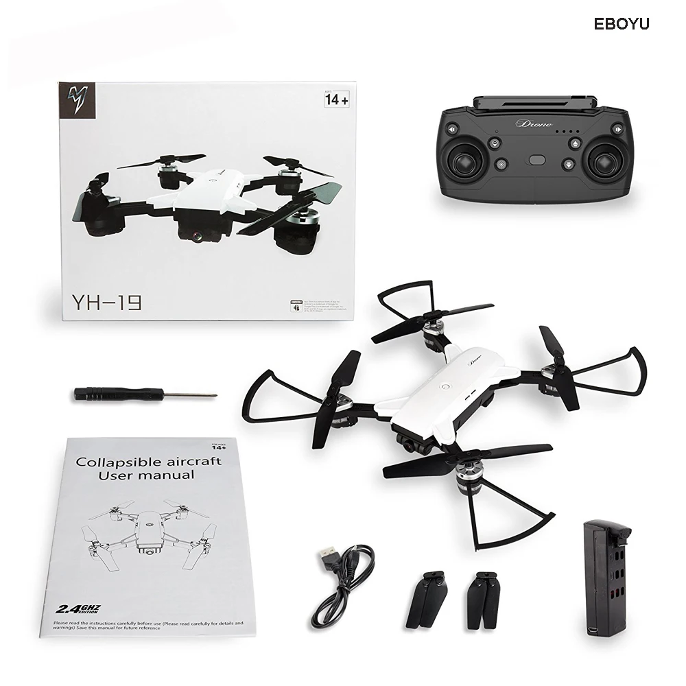 EBOYU(TM) YH-19HW 2,4 ГГц 2.0MP широкий угол Wi-Fi FPV RC Дрон для селфи Дрон складной RC Квадрокоптер высота удержания 3D флипы рулон RTF