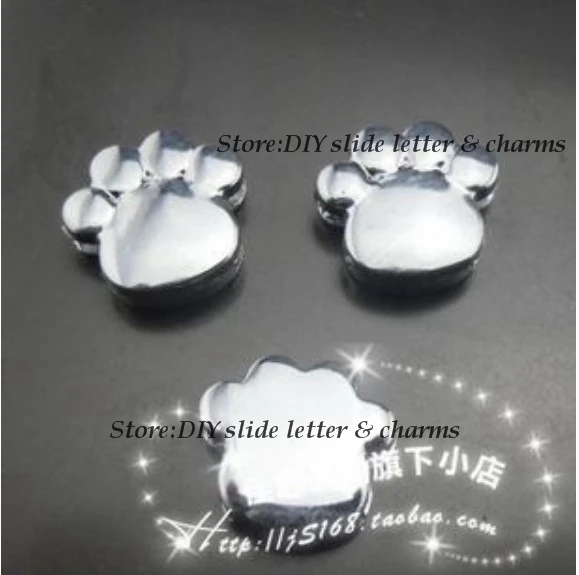 Lowest 5pcs 8mm Smooth Foot Print Slide Charms Alloy Jewelry Fit 8mm