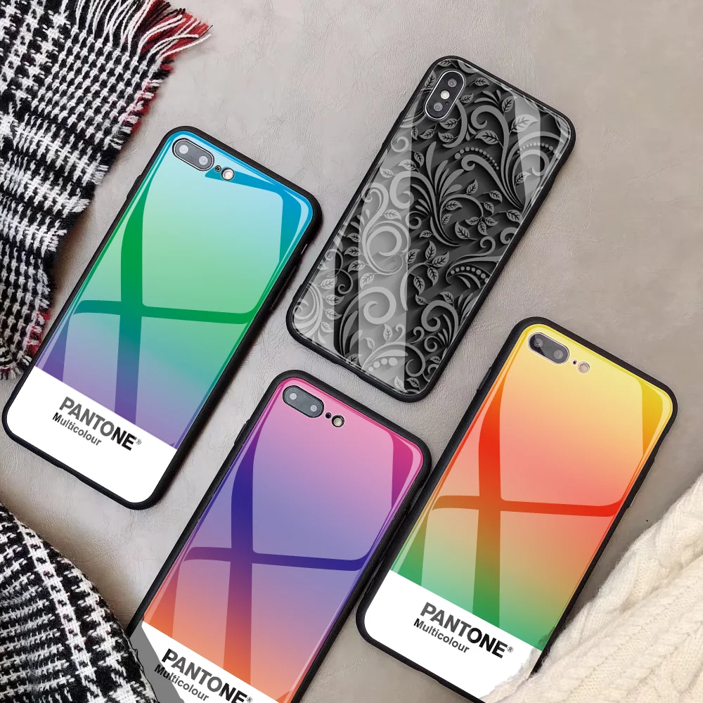 Стеклянный чехол для телефона для iphone 11 Pro 7Plus X SE DIY Pantone чехол из закаленного стекла для телефона для iphone 8 5S 5 6 6s XS Max XR уникальный