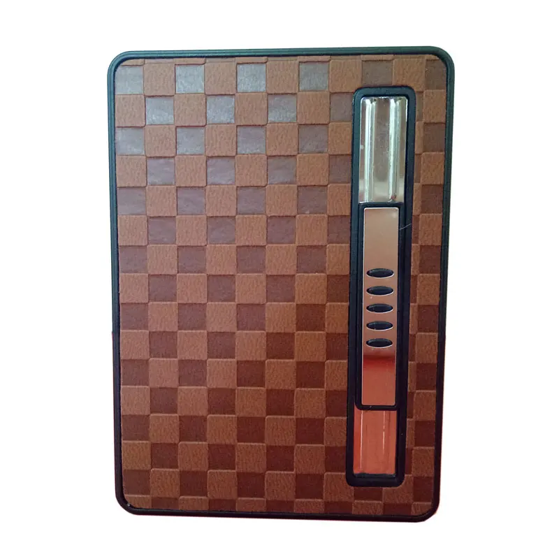 

Cigarette Box Case with Lighter Load 10 pcs Smoking Cigarettes Inflatable Gas Automatically Ejection Case Black Brown Color