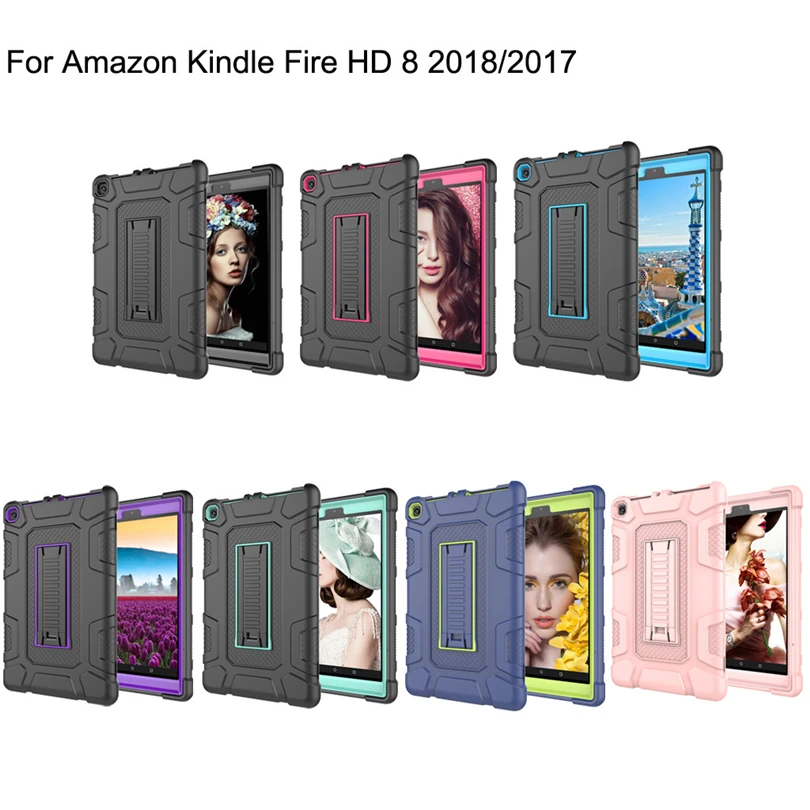

ZGPAX 8Inch Silicon Soft Tablet Case For Amazon Kindle Fire HD 8 2017/2018 8th Gen Tablet Case Shockproof Stand Hard Cover A30
