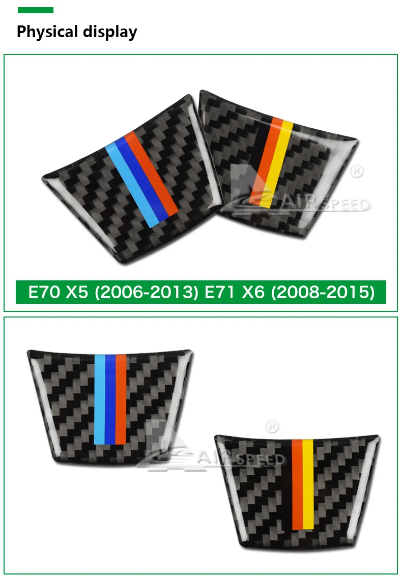  for BMW E70 X5 E71 X6 Carbon Fiber Car Steering Wheel Stickers M Sport Emblem Stickers Interior Accessories Car Styling (3)