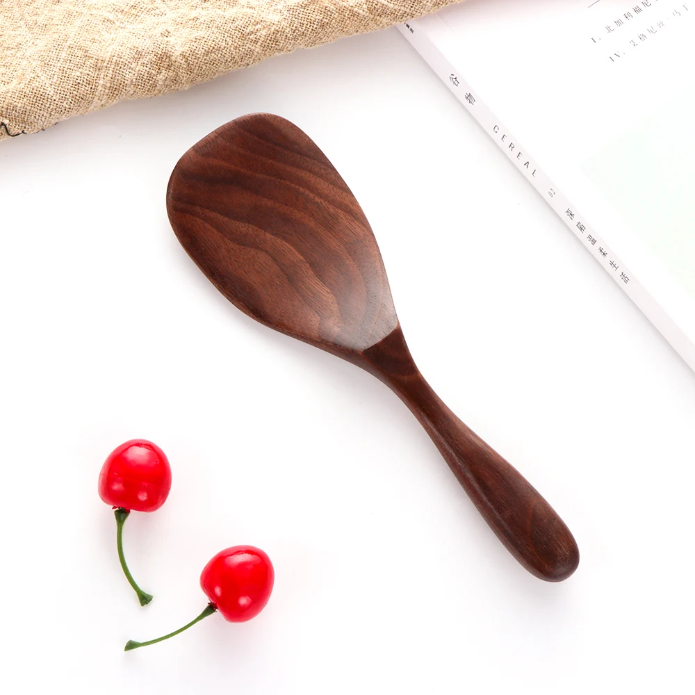 1pc Black Walnut Coffee Spoons Rice Shovel Condiment Scoop Tableware Wooden Soup Desserts Spoon Honey Tea Kitchenware