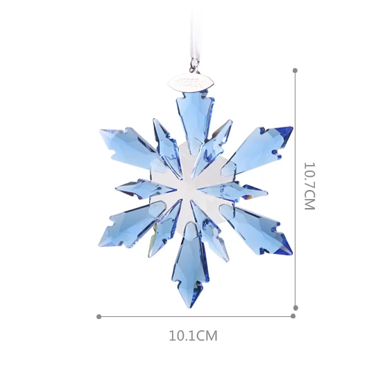 Прозрачный белый Рождество Снежинка висит кристалл ВИТРАЖ ЛЮСТРА в Форме Призмы Запчасти орнамент стекло подвески как памятный подарок - Цвет: Синий