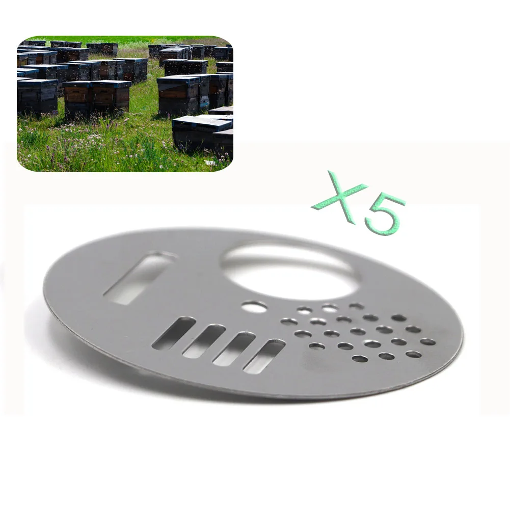 

5Pcs Bee Box Door Cage Stainless Steel Round Hive Hole Beekeeping Nest Equipments Apiculture